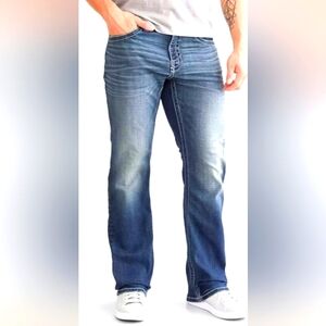 BKE Blue Straight Jeans with Relaxed Fit